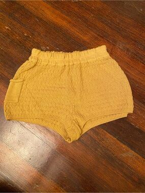 EUC FP BEACH 100% Cotton Drifter Sweater Shorts Mustard Knit Bloomers w/ Pocket